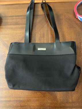 Celine Black Nylon  Tote with patent leather Trim